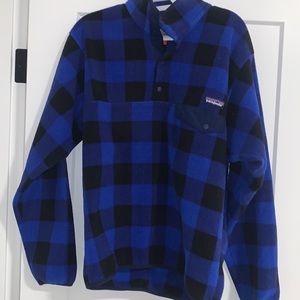 Patagonia Blue Plaid Synchilla Snap